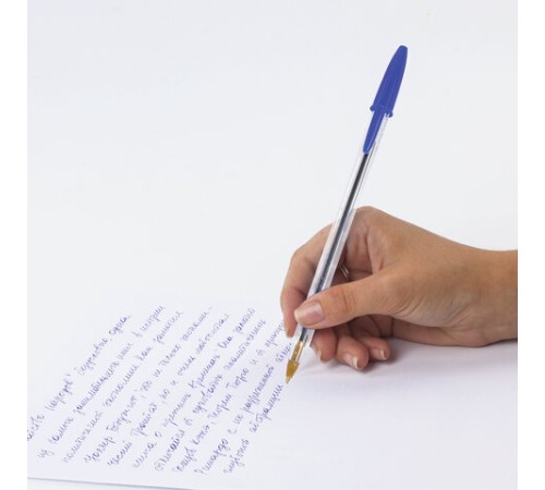 Ручка шариковая BIC "Cristal", СИНЯЯ, корпус прозрачный, узел 1 мм, линия письма 0,32 мм, 847898/528921