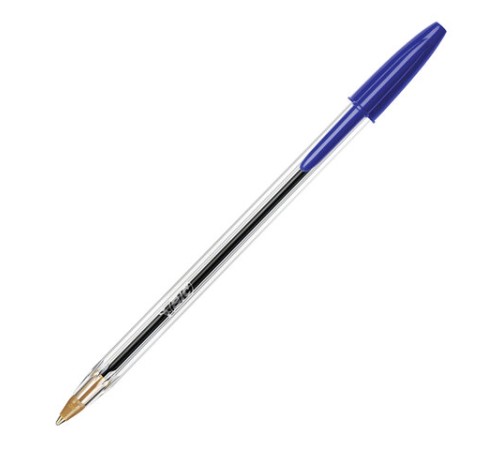 Ручка шариковая BIC "Cristal", СИНЯЯ, корпус прозрачный, узел 1 мм, линия письма 0,32 мм, 847898/528921