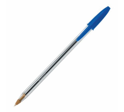 Ручка шариковая BIC "Cristal", СИНЯЯ, корпус прозрачный, узел 1 мм, линия письма 0,32 мм, 847898/528921
