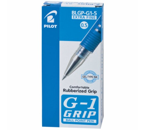 Ручка гелевая с грипом PILOT "G-1 Grip", СИНЯЯ, корпус прозрачный, узел 0,5 мм, линия письма 0,3 мм, BLGP-G1-5 Ручка гелевая с грипом PILOT "G-1 Grip", СИНЯЯ, корпус прозрачный, узел 0,5 мм, линия письма 0,3 мм, BLGP-G1-5