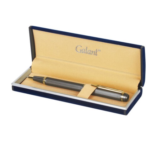 Ручка подарочная шариковая GALANT "Dark Chrome", корпус матовый хром, золотистые детали, пишущий узел 0,7 мм, синяя, 140397