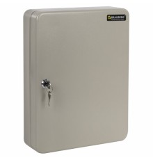 Шкафчик (Ключница) на 140 ключей BRAUBERG, 370х280х80 мм, с замком, +140 брелоков, серый, 290340