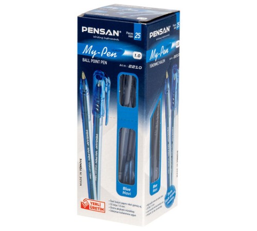 Ручка шариковая масляная PENSAN "My-Pen", СИНЯЯ, корпус тонированный синий, узел 1 мм, линия письма 0,5 мм, 2210