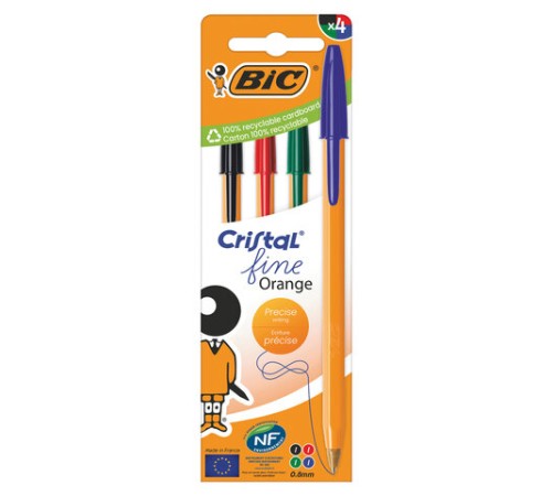 Ручки шариковые BIC "Orange Original", НАБОР 4 ЦВЕТА, узел 0,8 мм, линия 0,3 мм, пакет, 8308541/516337 Ручки шариковые BIC "Orange Original", НАБОР 4 ЦВЕТА, узел 0,8 мм, линия 0,3 мм, пакет, 8308541/516337
