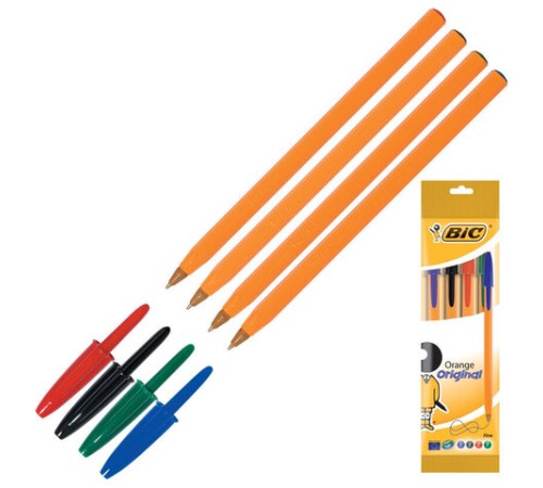 Ручки шариковые BIC "Orange Original", НАБОР 4 ЦВЕТА, узел 0,8 мм, линия 0,3 мм, пакет, 8308541/516337 Ручки шариковые BIC "Orange Original", НАБОР 4 ЦВЕТА, узел 0,8 мм, линия 0,3 мм, пакет, 8308541/516337