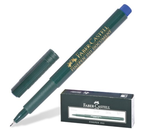 Ручка капиллярная (линер) FABER-CASTELL "Finepen 1511", СИНЯЯ, корпус темно-зеленый, линия письма 0,4 мм, 151151 Ручка капиллярная (линер) FABER-CASTELL "Finepen 1511", СИНЯЯ, корпус темно-зеленый, линия письма 0,4 мм, 151151