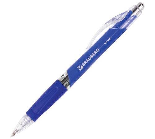 Ручка шариковая автоматическая с грипом BRAUBERG "Cobalt", СИНЯЯ, корпус синий, узел 0,7 мм, линия письма 0,35 мм, 141068 Ручка шариковая автоматическая с грипом BRAUBERG "Cobalt", СИНЯЯ, корпус синий, узел 0,7 мм, линия письма 0,35 мм, 141068
