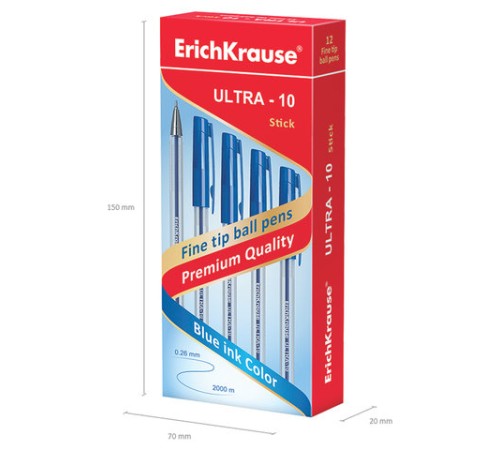 Ручка шариковая масляная ERICH KRAUSE "Ultra-10", СИНЯЯ, корпус прозрачный, узел 0,7 мм, линия письма 0,26 мм, 13873 Ручка шариковая масляная ERICH KRAUSE "Ultra-10", СИНЯЯ, корпус прозрачный, узел 0,7 мм, линия письма 0,26 мм, 13873