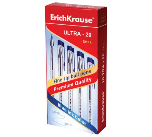 Ручка шариковая масляная ERICH KRAUSE "Ultra-20", СИНЯЯ, корпус прозрачный, узел 0,7 мм, линия письма 0,26 мм, 13875 Ручка шариковая масляная ERICH KRAUSE "Ultra-20", СИНЯЯ, корпус прозрачный, узел 0,7 мм, линия письма 0,26 мм, 13875