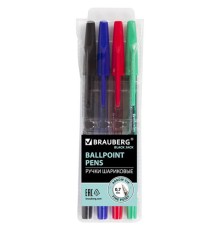 Ручки шариковые BRAUBERG, НАБОР 4 шт., АССОРТИ, 