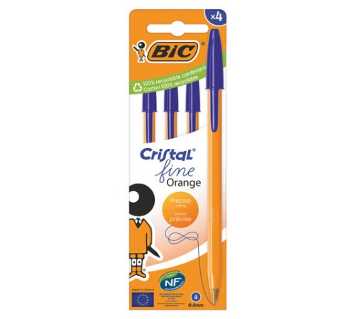 Ручки шариковые BIC "Orange Original", НАБОР 4 шт., СИНИЕ, узел 0,8 мм, линия письма 0,3 мм, пакет, 8308521 Ручки шариковые BIC "Orange Original", НАБОР 4 шт., СИНИЕ, узел 0,8 мм, линия письма 0,3 мм, пакет, 8308521