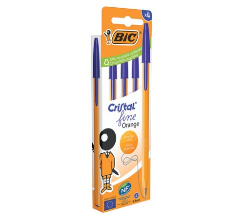 Ручки шариковые BIC "Orange Original", НАБОР 4 шт., СИНИЕ, узел 0,8 мм, линия письма 0,3 мм, пакет, 8308521 Ручки шариковые BIC "Orange Original", НАБОР 4 шт., СИНИЕ, узел 0,8 мм, линия письма 0,3 мм, пакет, 8308521
