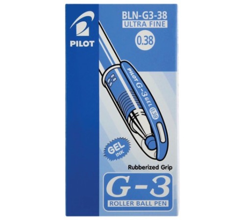 Ручка гелевая PILOT "G-3", корпус прозрачный, узел 0,38 мм, линия 0,2 мм, резиновый упор, синяя, BLN-G3-38 L Ручка гелевая PILOT "G-3", корпус прозрачный, узел 0,38 мм, линия 0,2 мм, резиновый упор, синяя, BLN-G3-38 L