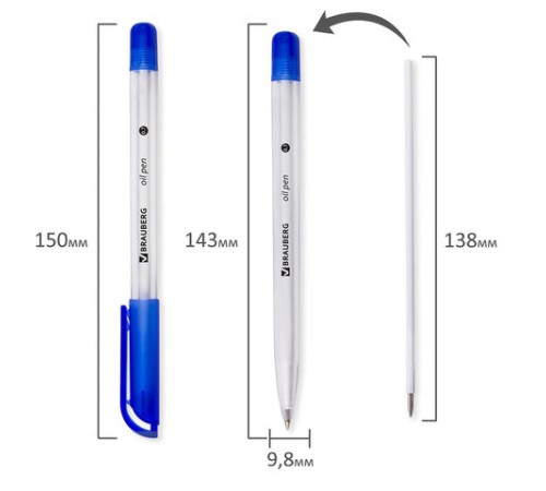 Ручка шариковая масляная BRAUBERG "OIL PEN", СИНЯЯ, корпус прозрачный, 0,7 мм, линия 0,35 мм, 141476 Ручка шариковая масляная BRAUBERG "OIL PEN", СИНЯЯ, корпус прозрачный, 0,7 мм, линия 0,35 мм, 141476