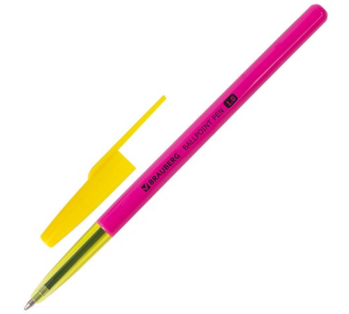 Ручка шариковая BRAUBERG "Color", СИНЯЯ, корпус ассорти, узел 1 мм, линия письма 0,5 мм, 141507