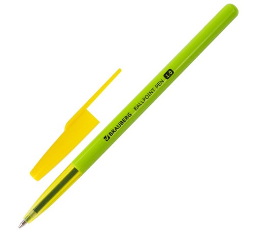 Ручка шариковая BRAUBERG "Color", СИНЯЯ, корпус ассорти, узел 1 мм, линия письма 0,5 мм, 141507
