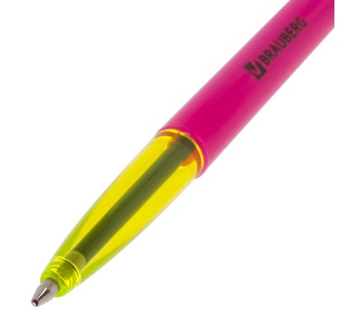 Ручка шариковая BRAUBERG "Color", СИНЯЯ, корпус ассорти, узел 1 мм, линия письма 0,5 мм, 141507