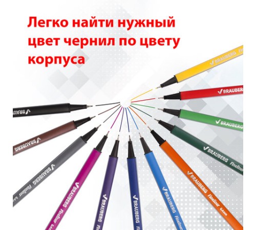 Набор капиллярных ручек (линеров) BRAUBERG 12 шт., АССОРТИ, "Aero", трехгранные, металлический наконечник, линия письма 0,4 мм, 141525 Набор капиллярных ручек (линеров) BRAUBERG 12 шт., АССОРТИ, "Aero", трехгранные, металлический наконечник, линия письма 0,4 мм, 141525