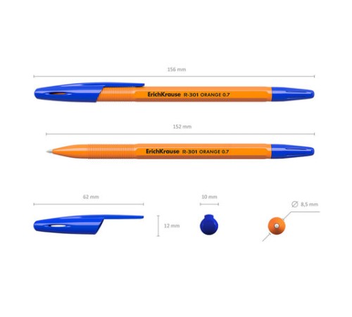 Ручка шариковая ERICH KRAUSE "R-301 Orange", СИНЯЯ, корпус оранжевый, узел 0,7 мм, линия письма 0,35 мм, 43194 Ручка шариковая ERICH KRAUSE "R-301 Orange", СИНЯЯ, корпус оранжевый, узел 0,7 мм, линия письма 0,35 мм, 43194