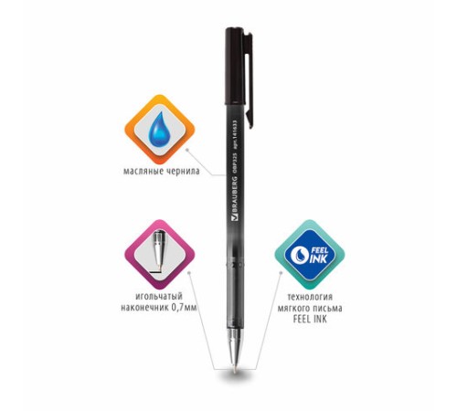 Ручка шариковая масляная BRAUBERG "Profi-Oil", ЧЕРНАЯ, корпус с печатью, узел 0,7 мм, линия письма 0,35 мм, 141633 Ручка шариковая масляная BRAUBERG "Profi-Oil", ЧЕРНАЯ, корпус с печатью, узел 0,7 мм, линия письма 0,35 мм, 141633