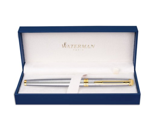Ручка подарочная перьевая WATERMAN "Hemisphere Stainless Steel GT", серебристый корпус, позолоченные детали, синяя, S0920310 Ручка подарочная перьевая WATERMAN "Hemisphere Stainless Steel GT", серебристый корпус, позолоченные детали, синяя, S0920310
