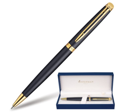 Ручка подарочная шариковая WATERMAN "Hemisphere Matt Black GT", черный матовый лак, позолоченные детали, синяя, S0920770 Ручка подарочная шариковая WATERMAN "Hemisphere Matt Black GT", черный матовый лак, позолоченные детали, синяя, S0920770