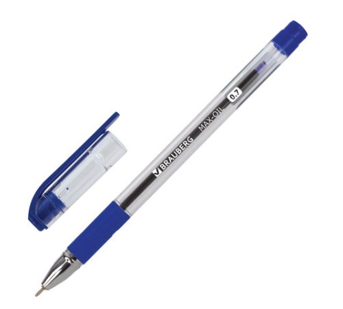 Ручка шариковая масляная с грипом BRAUBERG "Max-Oil", СИНЯЯ, игольчатый узел 0,7 мм, линия письма 0,35 мм, 141701 Ручка шариковая масляная с грипом BRAUBERG "Max-Oil", СИНЯЯ, игольчатый узел 0,7 мм, линия письма 0,35 мм, 141701