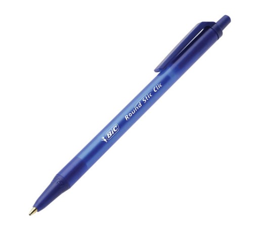 Ручка шариковая автоматическая BIC "Round Stic Clic", СИНЯЯ, узел 1 мм, линия письма 0,32 мм, 926376