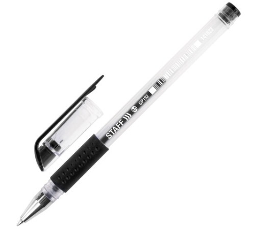 Ручка гелевая с грипом STAFF "EVERYDAY" GP-192, ЧЕРНАЯ, корпус прозрачный, узел 0,5 мм, линия письма 0,35 мм, 141823 Ручка гелевая с грипом STAFF "EVERYDAY" GP-192, ЧЕРНАЯ, корпус прозрачный, узел 0,5 мм, линия письма 0,35 мм, 141823