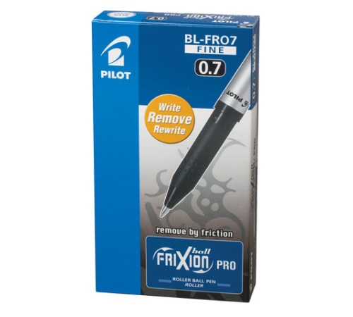 Ручка стираемая гелевая с грипом PILOT "Frixion Pro", ЧЕРНАЯ, корпус с печатью, линия письма 0,35 мм, BL-FRO-7