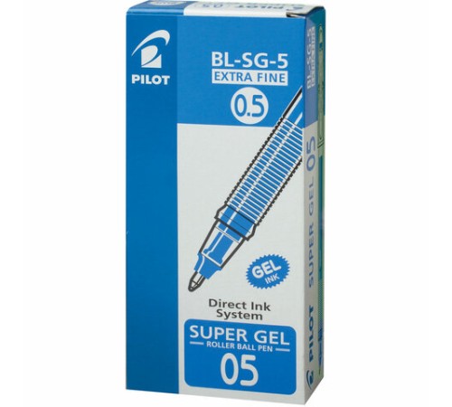 Ручка гелевая PILOT "Super Gel", СИНЯЯ, корпус прозрачный, узел 0,5 мм, линия письма 0,3 мм, BL-SG-5 Ручка гелевая PILOT "Super Gel", СИНЯЯ, корпус прозрачный, узел 0,5 мм, линия письма 0,3 мм, BL-SG-5