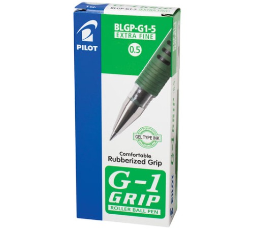 Ручка гелевая с грипом PILOT "G-1 Grip", ЗЕЛЕНАЯ, корпус прозрачный, узел 0,5 мм, линия письма 0,3 мм, BLGP-G1-5 G Ручка гелевая с грипом PILOT "G-1 Grip", ЗЕЛЕНАЯ, корпус прозрачный, узел 0,5 мм, линия письма 0,3 мм, BLGP-G1-5 G