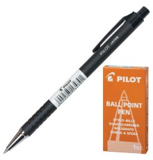 Ручка шариковая автоматическая PILOT, СИНЯЯ, корпус прорезиненный черный, узел 0,7 мм, линия 0,22 мм, BPRK-10M B