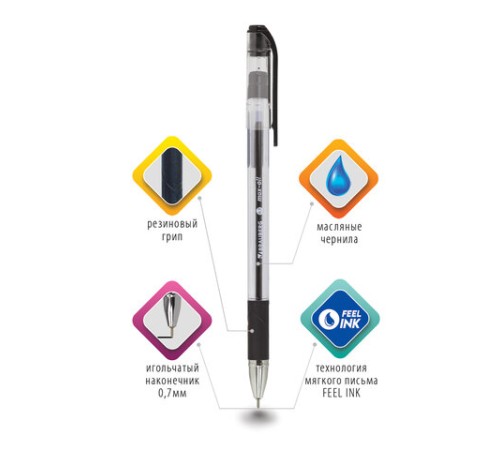 Ручка шариковая масляная с грипом BRAUBERG "Max-Oil", ЧЕРНАЯ, игольчатый узел 0,7 мм, линия письма 0,35 мм, 142142 Ручка шариковая масляная с грипом BRAUBERG "Max-Oil", ЧЕРНАЯ, игольчатый узел 0,7 мм, линия письма 0,35 мм, 142142
