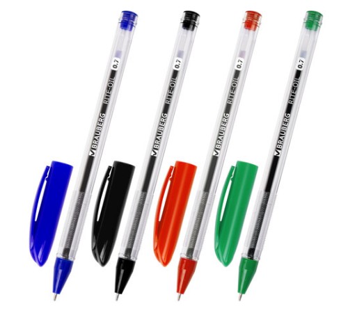 Ручки шариковые масляные BRAUBERG, НАБОР 4 шт., АССОРТИ, 