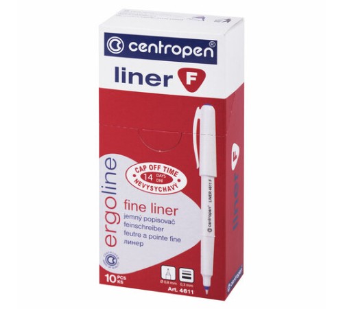Ручка капиллярная (линер) СИНЯЯ CENTROPEN "Liner", трехгранная, линия письма 0,3 мм, 4611, 2 4611 0106