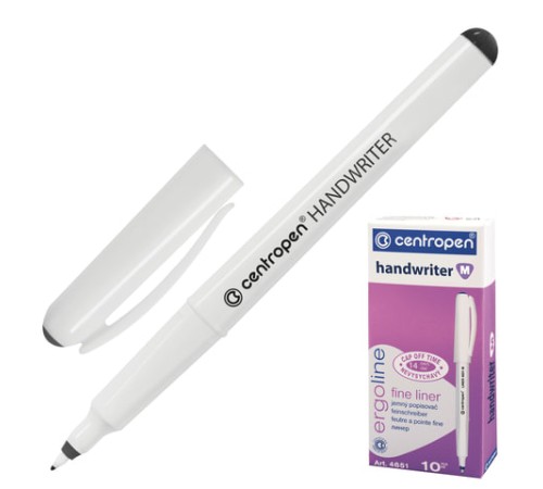 Ручка капиллярная (линер) ЧЕРНАЯ CENTROPEN "Handwriter", трехгранная, линия 0,5 мм, 4651, 2 4651 0112 Ручка капиллярная (линер) ЧЕРНАЯ CENTROPEN "Handwriter", трехгранная, линия 0,5 мм, 4651, 2 4651 0112
