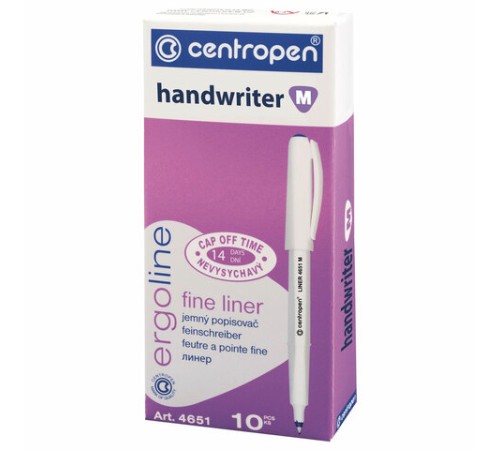 Ручка капиллярная (линер) ЧЕРНАЯ CENTROPEN "Handwriter", трехгранная, линия 0,5 мм, 4651, 2 4651 0112 Ручка капиллярная (линер) ЧЕРНАЯ CENTROPEN "Handwriter", трехгранная, линия 0,5 мм, 4651, 2 4651 0112