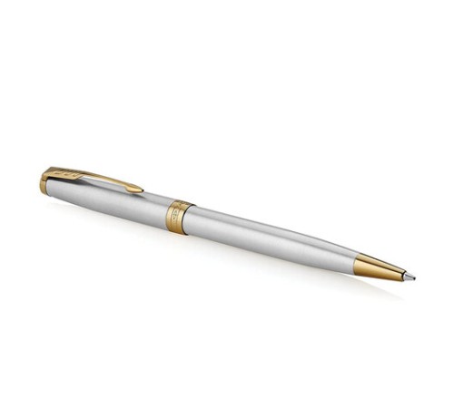 Ручка шариковая PARKER "Sonnet Core Stainless Steel GT", корпус серебро, позолота, черная, 1931507