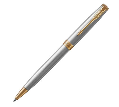 Ручка шариковая PARKER "Sonnet Core Stainless Steel GT", корпус серебро, позолота, черная, 1931507