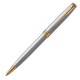Ручка шариковая PARKER "Sonnet Core Stainless Steel GT", корпус серебро, позолота, черная, 1931507