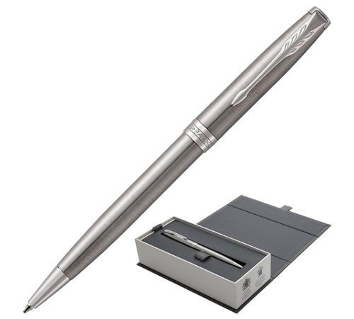 Ручка шариковая PARKER "Sonnet Core Stainless Steel CT", корпус серебристый, палладиевые детали, черная, 1931512