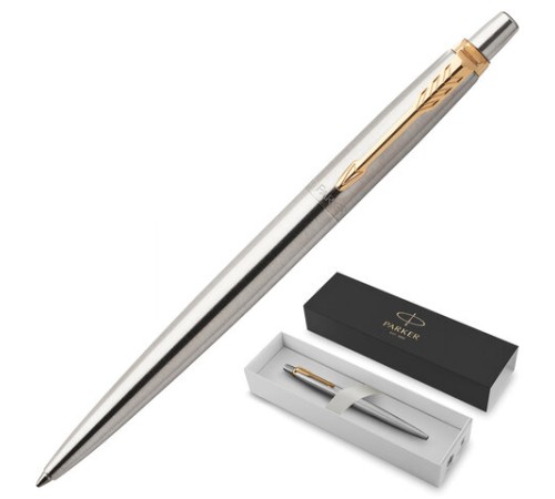 Ручка шариковая PARKER "Jotter Core Stainless Steel GT", корпус серебро, позолота, синяя, 1953182 Ручка шариковая PARKER "Jotter Core Stainless Steel GT", корпус серебро, позолота, синяя, 1953182