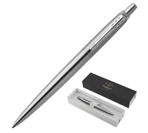 Ручка шариковая PARKER "Jotter Core Stainless Steel CT", корпус серебристый, детали хром, синяя, 1953170 Ручка шариковая PARKER "Jotter Core Stainless Steel CT", корпус серебристый, детали хром, синяя, 1953170