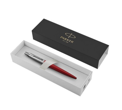 Ручка шариковая PARKER "Jotter Core Kensington Red CT", корпус красный, детали хром, синяя, 1953187 Ручка шариковая PARKER "Jotter Core Kensington Red CT", корпус красный, детали хром, синяя, 1953187