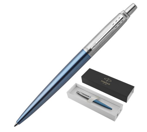 Ручка шариковая PARKER "Jotter Core Waterloo Blue CT", корпус голубой, детали хром, синяя, 1953191 Ручка шариковая PARKER "Jotter Core Waterloo Blue CT", корпус голубой, детали хром, синяя, 1953191