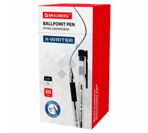 Ручка шариковая с грипом BRAUBERG "X-Writer", ЧЕРНАЯ, узел 0,7 мм, линия письма 0,35 мм, 142404 Ручка шариковая с грипом BRAUBERG "X-Writer", ЧЕРНАЯ, узел 0,7 мм, линия письма 0,35 мм, 142404