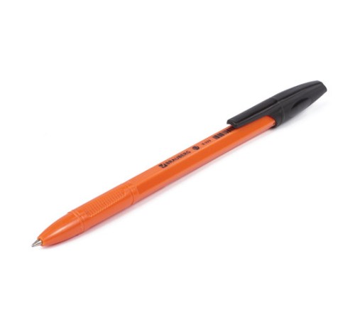 Ручка шариковая BRAUBERG "X-333 Orange", ЧЕРНАЯ, корпус оранжевый, узел 0,7 мм, линия письма 0,35 мм, 142410