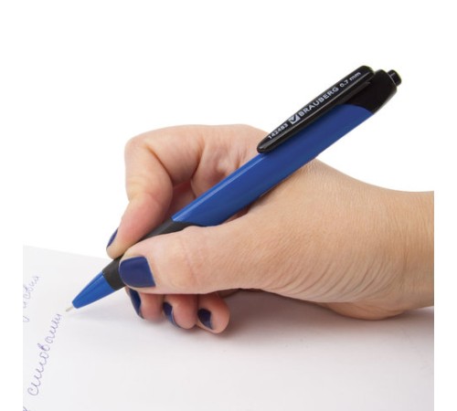 Ручка шариковая масляная автоматическая с грипом BRAUBERG 