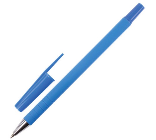 Ручка шариковая BRAUBERG "Capital blue", СИНЯЯ, корпус soft-touch голубой, узел 0,7 мм, линия письма 0,35 мм, 142493